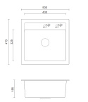 Quadron JOHNNY 110 zlewozmywak granitowy czarny 1-komorowy b/o (50x47x18,5), z syfonem i zaślepką stal szlachetna HCQJ5047CZK