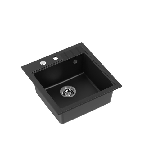 Quadron PETER 110 zlewozmywak granitowy VERY BLACK - czarny mat 1-komorowy z/o (50x52x20) z syfonem i zaślepką HCQP5052BLM Quadron PETER 110 zlewozmywak granitowy VERY BLACK - czarny mat 1-komorowy z/o (50x52x20) z syfonem i zaślepką HCQP5052BLM