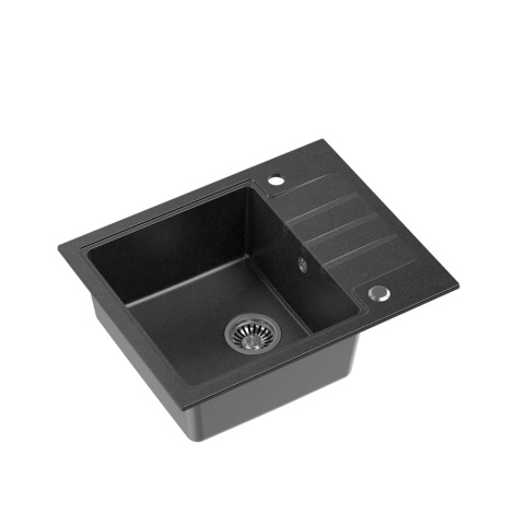 Quadron PETER 116 zlewozmywak granitowy czarny 1-komorowy z/o (62x50x20) z syfonem i zaślepką HCQP6250CZK Quadron PETER 116 zlewozmywak granitowy czarny 1-komorowy z/o (62x50x20) z syfonem i zaślepką HCQP6250CZK