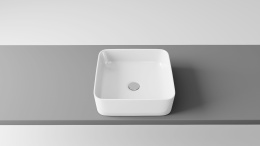 Z kodem LATO -7% !!! VITALLE ROANA QUADRO umywalka ceramiczna nablatowa kwadratowy bez otworu bez przelewu 380 x 380 x 127 mm biała 20743811121000VL