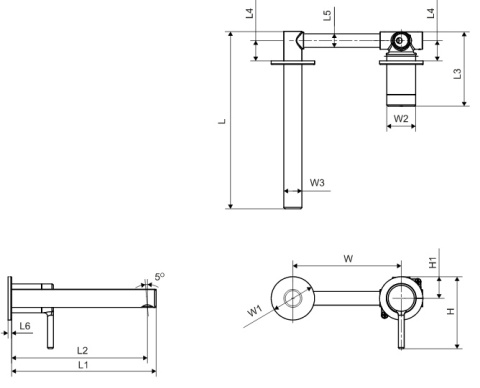Excellent Seria Pi Bateria umywalkowa podtynkowa złota AREX.1214GL Excellent Seria Pi Bateria umywalkowa podtynkowa złota AREX.1214GL