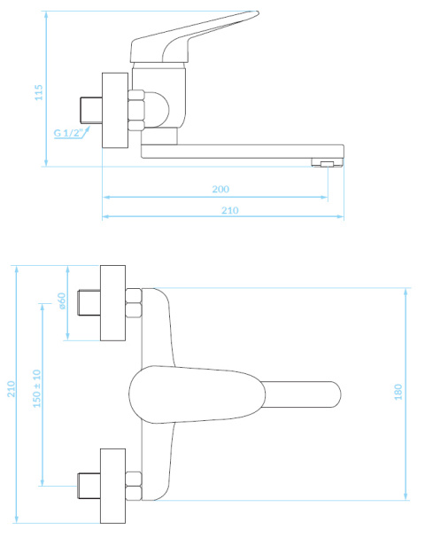 Kuchinox Oris – bateria umywalkowa ścienna BQO 050D
