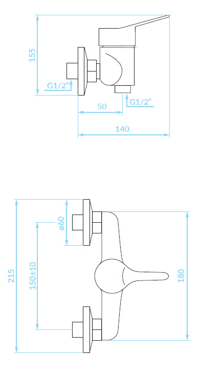 Kuchinox Tibi – bateria natryskowa ścienna bez zestawu natryskowego BQY 040D