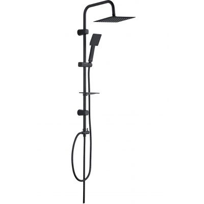 Laveo Drop zestaw prysznicowy ścienny z deszczownicą czarny PL570KX