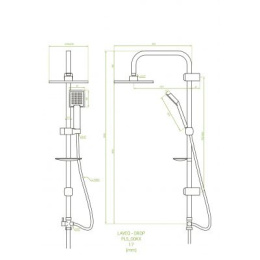 Laveo Drop zestaw prysznicowy ścienny z deszczownicą czarny PL570KX