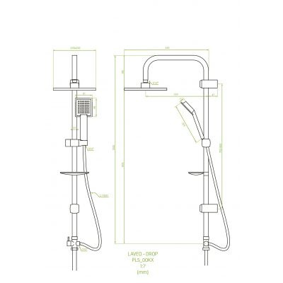 Laveo Drop zestaw prysznicowy ścienny z deszczownicą czarny PL570KX