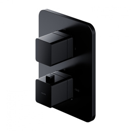 Omnires Parma termostatyczna bateria prysznicowo-wannowa podtynkowa kolor czarny mat PM7436BL