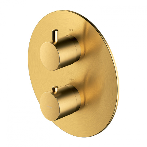 Omnires Y termostatyczna bateria prysznicowo-wannowa podtynkowa, element natynkowy kolor złoty szczotkowany Y1236ROGLB