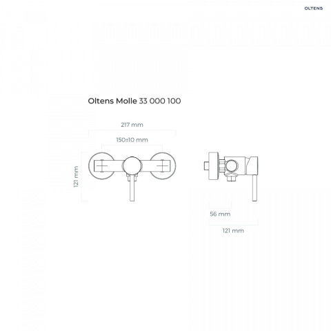 Z kodem LATO -7% !!! Oltens Molle bateria prysznicowa ścienna czarny mat 33000300