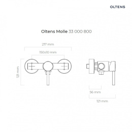 Oltens Molle bateria prysznicowa ścienna złota 33000800