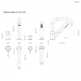 Oltens Molle bateria wannowo-prysznicowa kompletna 4-otworowa czarny mat 34200300