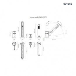 Oltens Molle bateria wannowo-prysznicowa kompletna 4-otworowa złota 34200800