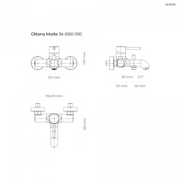 Oltens Molle bateria wannowo-prysznicowa ścienna chrom 34000100