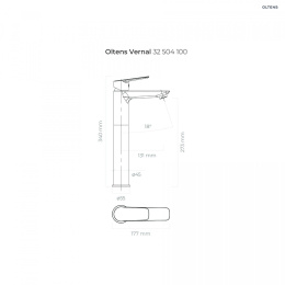 Oltens Vernal bateria umywalkowa stojąca wysoka chrom 32504100