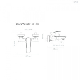 Oltens Vernal bateria wannowo-prysznicowa ścienna chrom 34004100