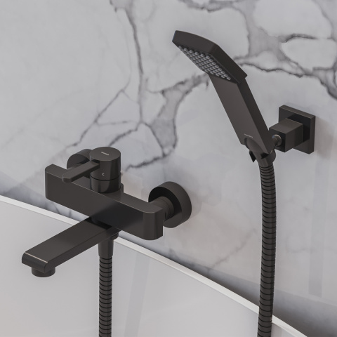 Omnires Darling bateria wannowa z zestawem prysznicowym kolor czarny DA5031BL