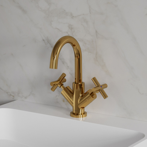 Omnires Modern bateria umywalkowa z korkiem klik-klak Kolor złoty C301GL