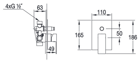 Blue Water Toronto Bateria podtynkowa jednouchwytowa z przełącznikiem chrom TOR-BPD.220C Blue Water Toronto Bateria podtynkowa jednouchwytowa z przełącznikiem chrom TOR-BPD.220C