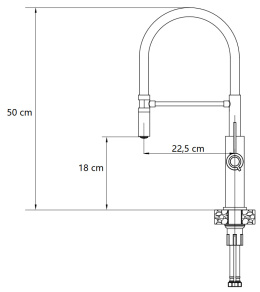 Quadron GEMMA Bateria Zlewozmywakowa Q LINE SteelQ pure carbon / Nano PVD miedź, czarny wąż 3623501_BLMPVDC1