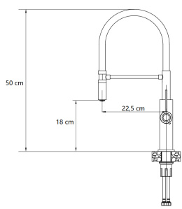 Quadron GEMMA Bateria Zlewozmywakowa Q LINE SteelQ pure carbon / Nano PVD złoty, czarny wąż 3623501_BLMPVDG1