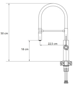 Quadron GEMMA Bateria Zlewozmywakowa Q LINE SteelQ stal szczotkowana, czarny wąż 3623501_BSBL