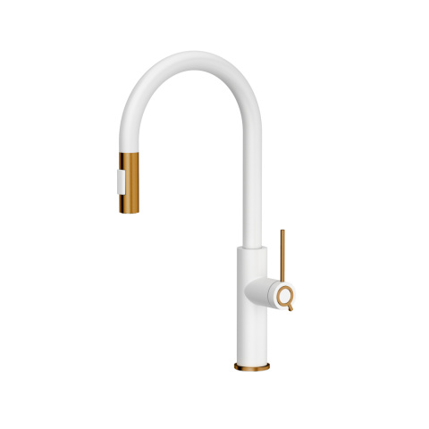 Quadron JENNIFER Bateria Zlewozmywakowa Q LINE SLIM SteelQ snow white/Nano PVD miedź 3623510_WHMPVDC1