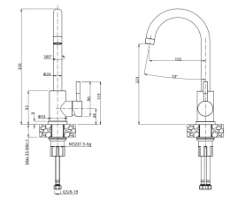 Quadron KATE stalowa bateria kuchenna szara 3623500_GR