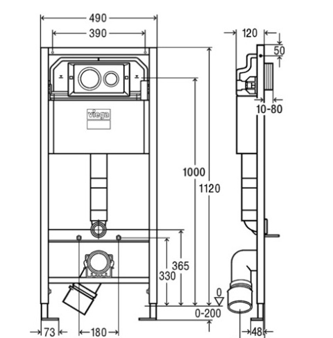 Viega Prevista Dry zestaw stelaż podtynkowy WC + przycisk spłukujący chrom 792855