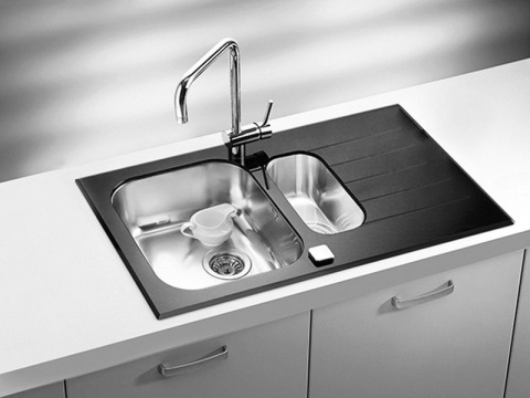 Alveus Glassix 20 Zlewozmywak Szklano-Stalowy 86x50cm Czarny 1100015 Alveus Glassix 20 Zlewozmywak Szklano-Stalowy 86x50cm Czarny 1100015