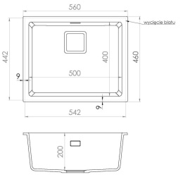 Alveus Quadrix 50 POP UP zlewozmywak granitowy 56x46cm biały 4605011