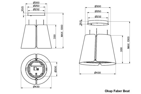 Faber STUDIO Okap podwieszany BEAT X 45, wersja pochłaniacz F-345.0655.177 Faber STUDIO Okap podwieszany BEAT X 45, wersja pochłaniacz F-345.0655.177