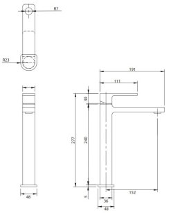 Omnires Baretti Bateria umywalkowa wysoka czarny mat BA7812BL