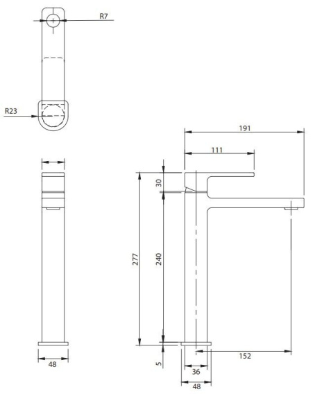 Omnires Baretti Bateria umywalkowa wysoka czarny mat BA7812BL