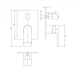 Omnires Baretti Bateria wannowo-prysznicowa podtynkowa czarny mat BA7835BL