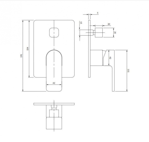 Omnires Baretti Bateria wannowo-prysznicowa podtynkowa czarny mat BA7835BL