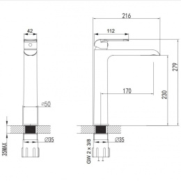Omnires Sacramento Bateria umywalkowa wysoka chrom/biała SC2312CRB