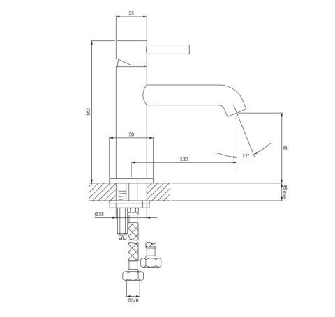 Omnires Y Bateria umywalkowa grafit Y1210NGR