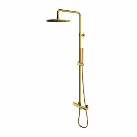 Omnires Y Zestaw prysznicowy natynkowy termostatyczny z deszczownicą złoty szczotkowany Y1244SUGLB