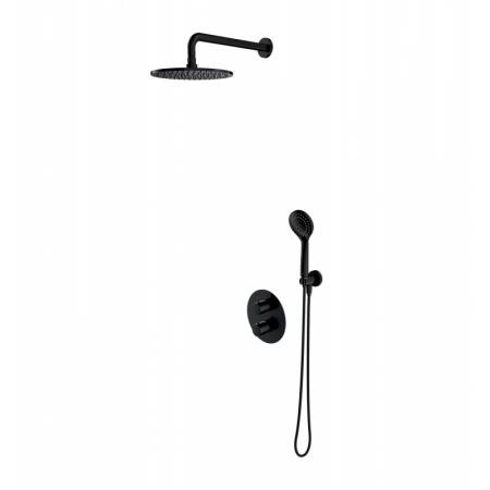 Omnires Y Zestaw prysznicowy podtynkowy termostatyczny z deszczownicą czarny SYSYT05BL