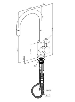 Villeroy & Boch Bateria UMBRELLA FLEX złoty, wyciągana wylewka VB-9254 00 03