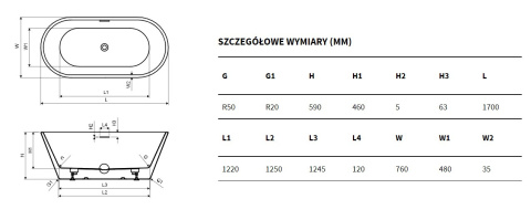 Excellent Wanna Wolnostojąca Holi 2.0 WAEX.HOL2.16WH Excellent Wanna Wolnostojąca Holi 2.0 WAEX.HOL2.16WH