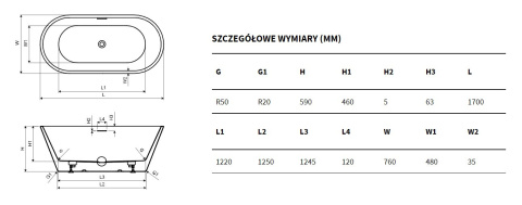 Excellent Wanna Wolnostojąca Holi 2.0 WAEX.HOL2.17WH Excellent Wanna Wolnostojąca Holi 2.0 WAEX.HOL2.17WH