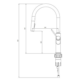 Omnires Bend Bateria kuchenna z wyciąganą wylewką grafitowa BE6455GR