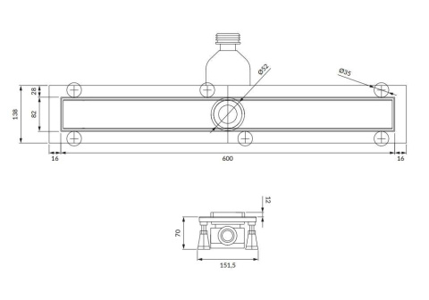 Omnires Lowfix Odpływ liniowy 70 cm do wklejenia płytki czarny LOWFIX70TBL