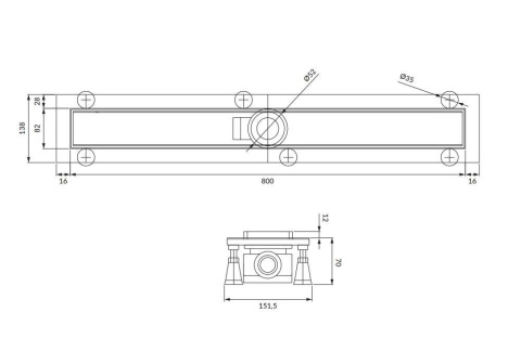 Omnires Lowfix Odpływ liniowy 80 cm do wklejenia płytki chrom LOWFIX80TSL