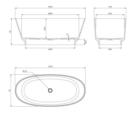 Omnires Neo M+ Wanna wolnostojąca 158x72 cm biały mat NEO158SWWBM