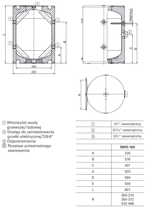 VIESSMANN ZASOBNIK BUFOROWY BWS-100 120 L (B) 7710704 VIESSMANN ZASOBNIK BUFOROWY BWS-100 120 L (B) 7710704