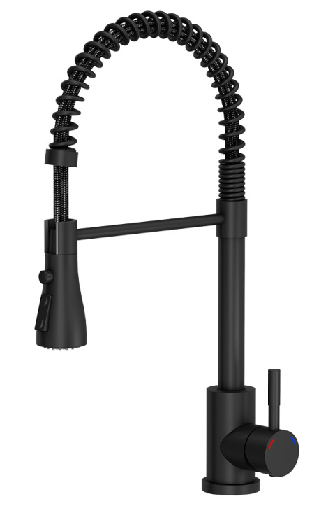 Quadron BATERIA ZLEWOZMYWAKOWA STALOWA SALMA VERY BLACK Z WYCIĄGANĄ WYLEWKĄ SPRĘŻYNA KOLOR CZARNY MAT 3323520BLM Quadron BATERIA ZLEWOZMYWAKOWA STALOWA SALMA VERY BLACK Z WYCIĄGANĄ WYLEWKĄ SPRĘŻYNA KOLOR CZARNY MAT 3323520BLM