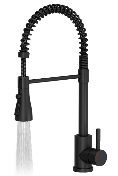 Quadron BATERIA ZLEWOZMYWAKOWA STALOWA SALMA VERY BLACK Z WYCIĄGANĄ WYLEWKĄ SPRĘŻYNA KOLOR CZARNY MAT 3323520BLM Quadron BATERIA ZLEWOZMYWAKOWA STALOWA SALMA VERY BLACK Z WYCIĄGANĄ WYLEWKĄ SPRĘŻYNA KOLOR CZARNY MAT 3323520BLM