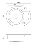 Quadron ZLEWOZMYWAK GRANITOWY JEDNOKOMOROWY 58,5*46*17,5 CM Z OCIEKACZEM CUBA 216 SZARY ZE STALOWYM ODPŁYWEM HCQC5846SZK